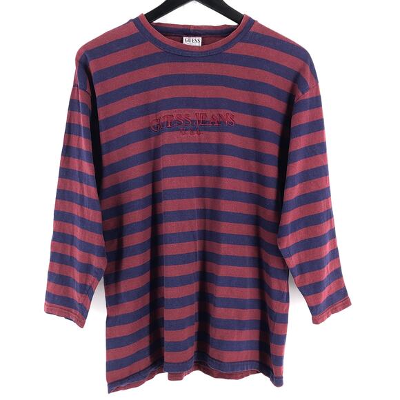 90s Guess Jeans USA striped long sleeve tshirt - Picture 1 of 6